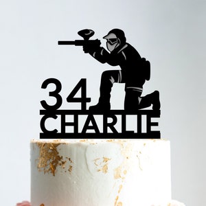 Paintball birthday cake topper,Paintball Party Birthday Cake Topper,Paintball theme happy birthday cake topper,Paintball player topper,B189