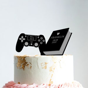 Wedding Cake Topper, Video Game Cake Topper, Book Cake Topper, Custom Cake Topper, Acrylic Cake Topper, Wedding Gift, Gold Cake Topper, B53