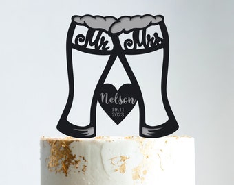 Beer wedding cake topper,Beer wedding glasses toasting cake topper,brewery wedding cheers and beer topper,craft beer wedding topper,b300