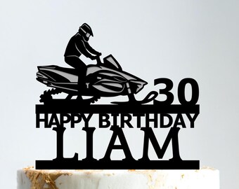 Snowmobile birthday cake topper, Snowmobile cake topper, Happy birthday male topper, Winter theme birthday topper, Snowmobile topper, B141
