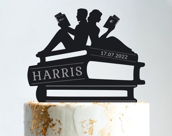 Book cake topper wedding,literary wedding cake topper,comic book wedding topper,book lover wedding topper,book theme wedding topper,B283