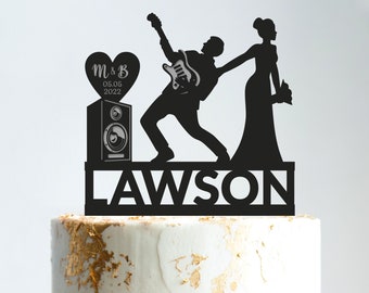 Guitar wedding cake topper,musician cake topper wedding,rock star cake topper wedding,music themed cake topper,Guitar player wedding,b353