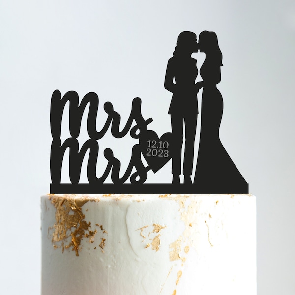 Mrs and mrs wedding cake topper,Two brides cake topper,Lesbian cake topper cat and dog,lgbt wedding cake topper,custom wedding topper,B371