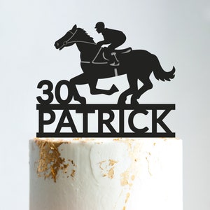 Horse cake topper birthday,custom jockey and horse cake topper,personalized birthday age cake topper,name cake topper birthday,B346