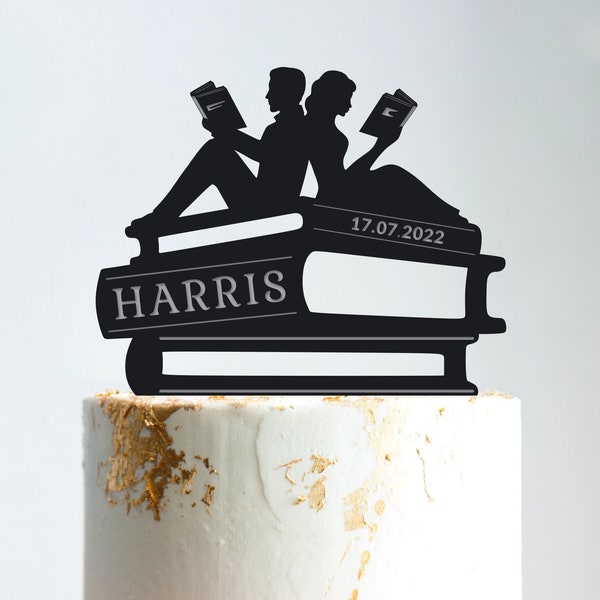 Book cake topper wedding,literary wedding cake topper,comic book wedding topper,book lover wedding topper,book theme wedding topper,B283