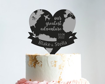 Unsere größte Abenteuer Reise Kuchen Topper Hochzeit,Reisen Thema Hochzeit Topper,Weltreise Hochzeit Topper,Reisen Thema Brautparty,B151