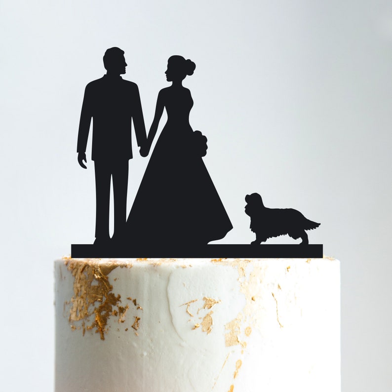 King charles spaniel wedding cake topper,cocker spaniel cake topper bridal shower,cocker spaniel wedding cake topper bride and groom,B249 image 1