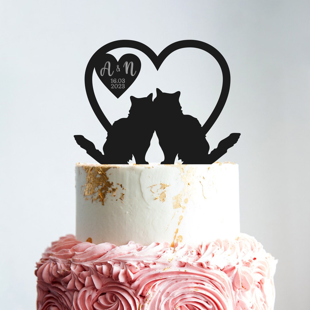 Wedding Cake Topper Cat,cat Cake Topper Wedding,wedding Cake Topper
