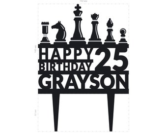 Adorno para tarta de cumpleaños de ajedrez personalizado, adorno para tarta  de cumpleaños de mesa de ajedrez, adorno para tarta de cumpleaños de