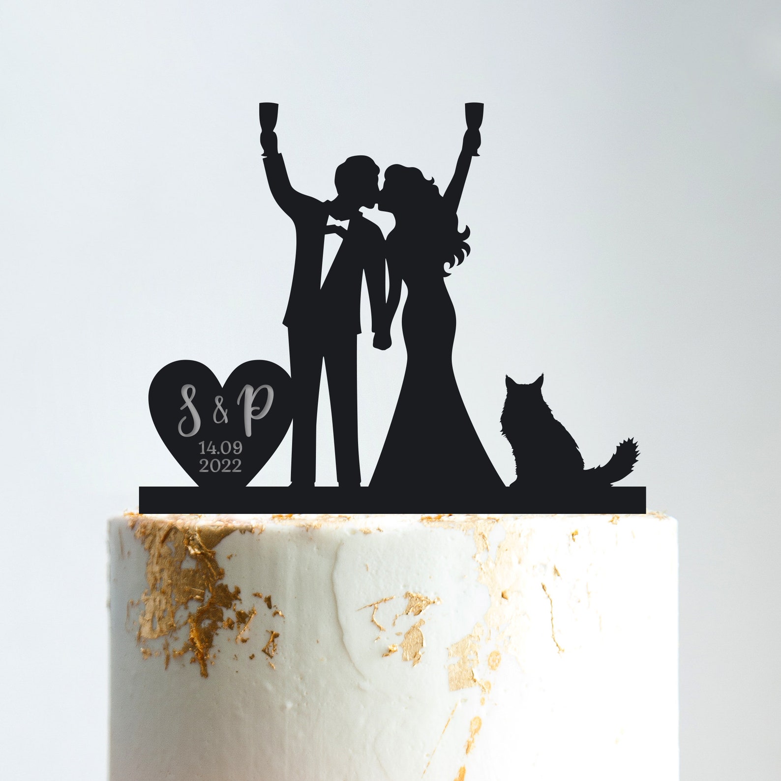 Cat Wedding Cake Topper Bride and Groomcat Cake Topper Etsy