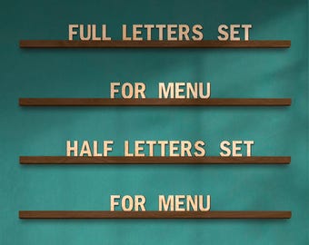 Set of Letters for Menu, Changeable Letters for Menu Board, Menu Letter Set, Wooden Wall Letters, Letters Set for Menu, Letter Board