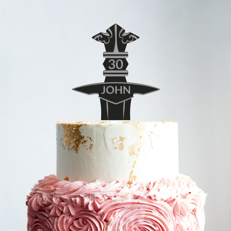 Sword cake topper birthday,Medieval sword birthday cake topper,custom sword topper,Viking themed birthday cake topper,sword name topper,b400 image 1