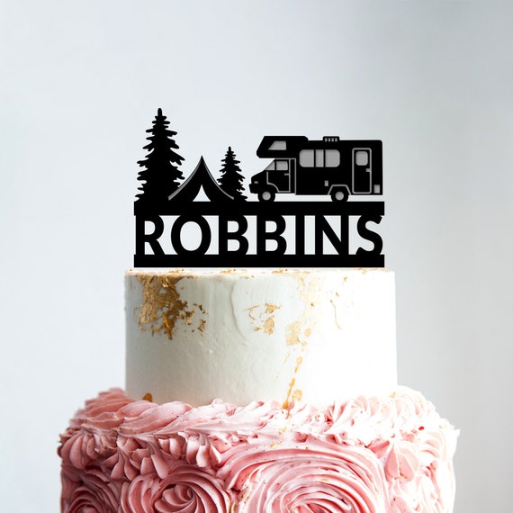 Camper Wedding Tent Cake Toppercustom Outdoor Wedding Bride Etsy