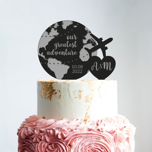 Decorazione per torta nuziale a forma di aereo, la nostra più grande decorazione per torta da viaggio avventuroso, decorazione per torta nuziale a tema viaggio, decorazione per torta divertente, B153