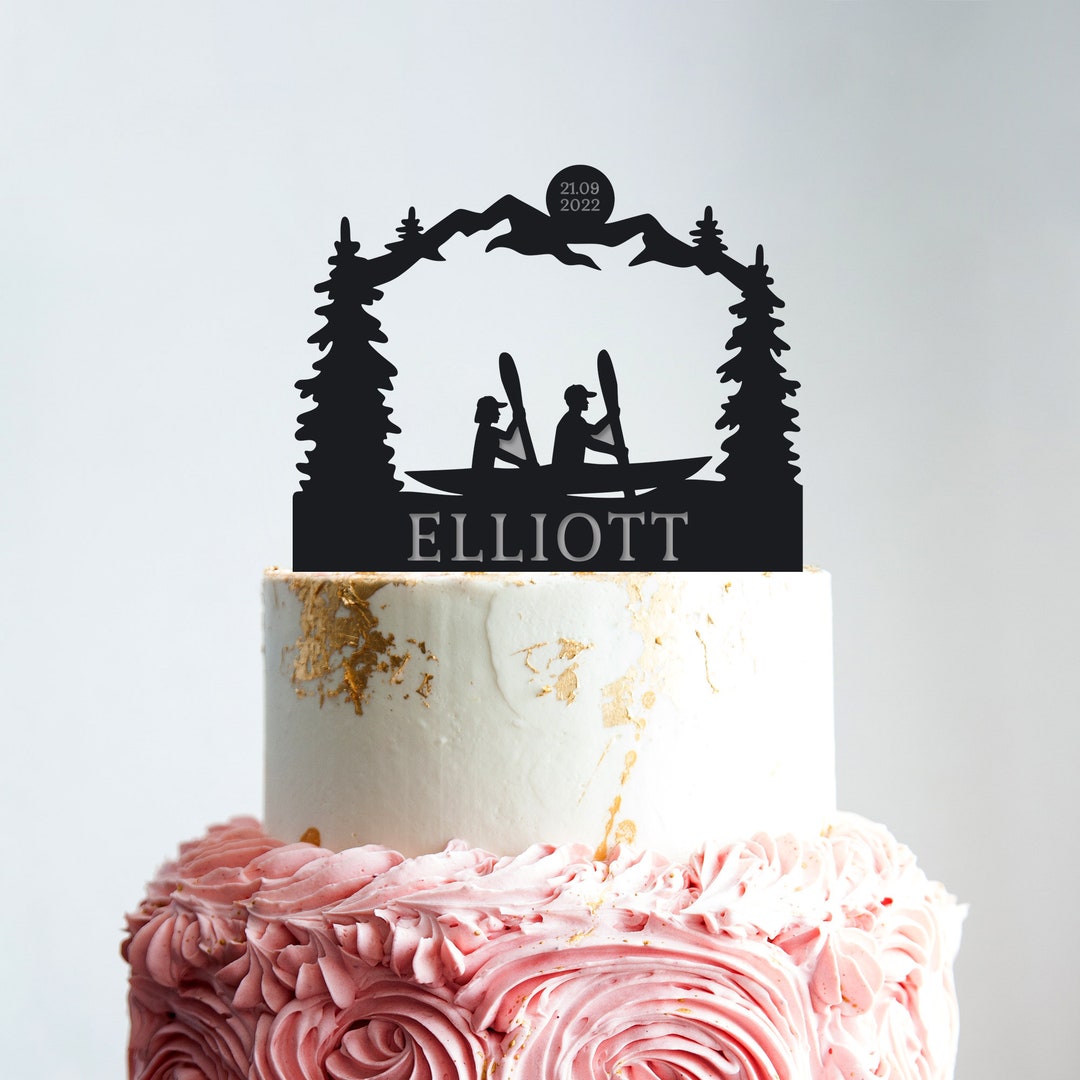 Canoe Wedding Adventure Cake Topper,custom Kayak Outdoor Wedding Topper