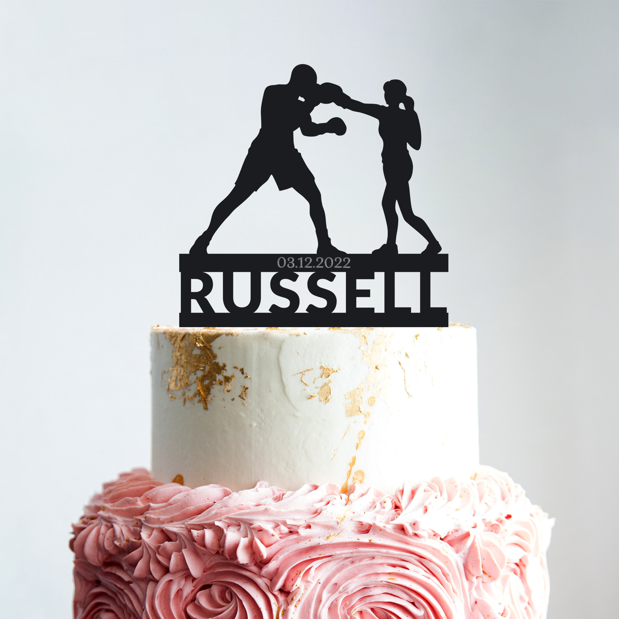 Boxen Thema Hochzeit Mr and Mrs Sport Cake Topper,Boxen Paar Bräutigam und Braut Cake Topper,Herr und Frau Boxer Paar Hochzeit Topper,B313