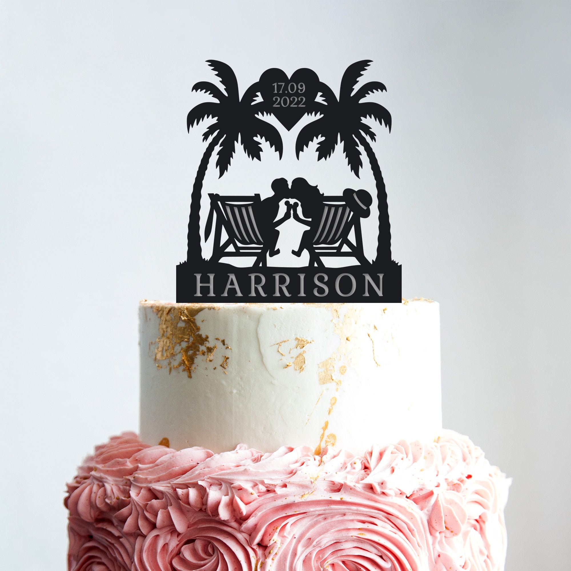 Tropical Wedding Cake Topperpalm Tree Hawaii Wedding Cake Etsy UK