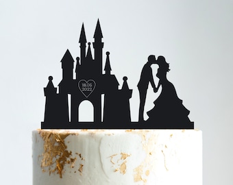 Fairy tale wedding princess castle cake topper,Castle wedding cake topper,bride and groom wedding castle cake topper,castle cake topper,B251
