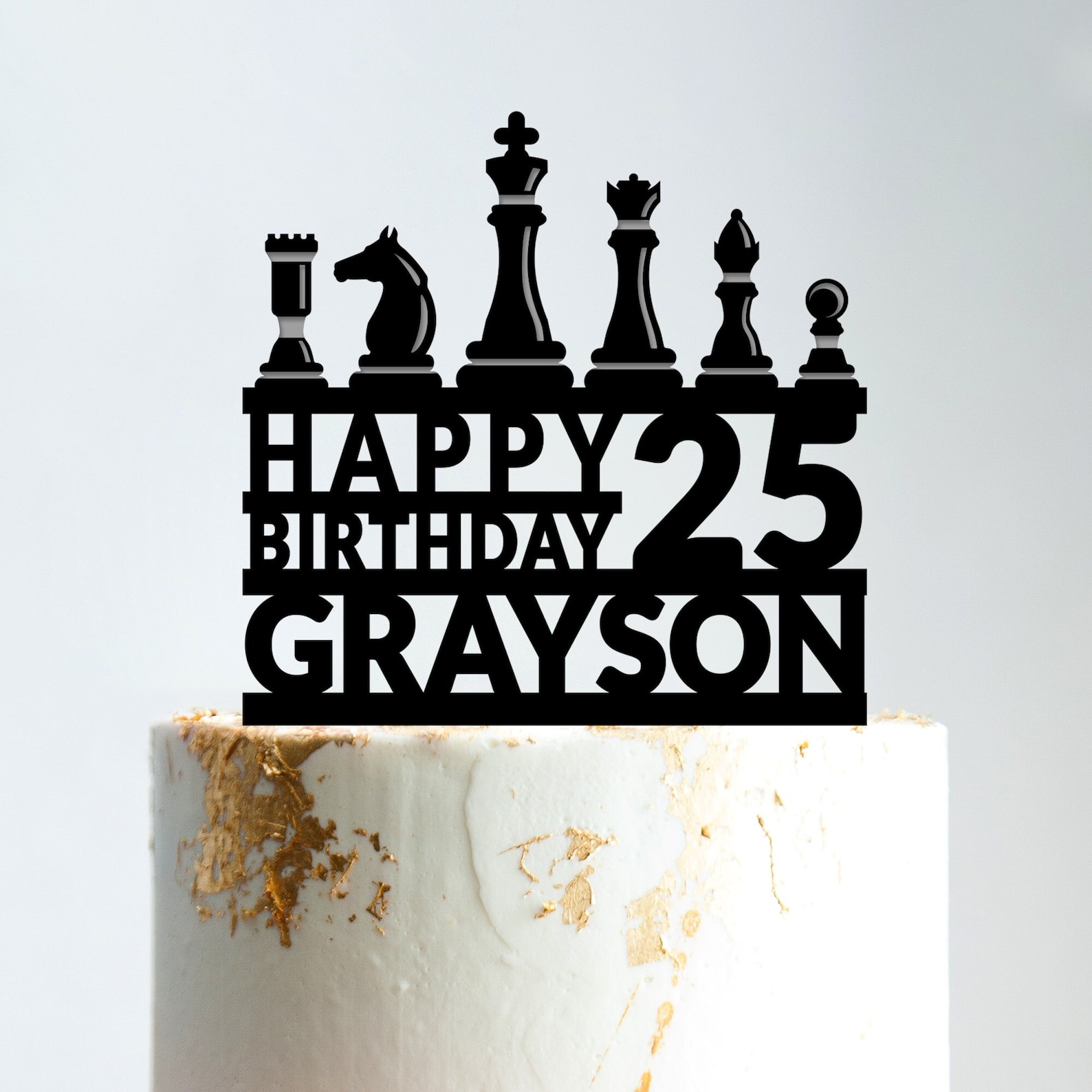 Personalized Chess Cake Topper Birthdaychess Table Birthday - Etsy