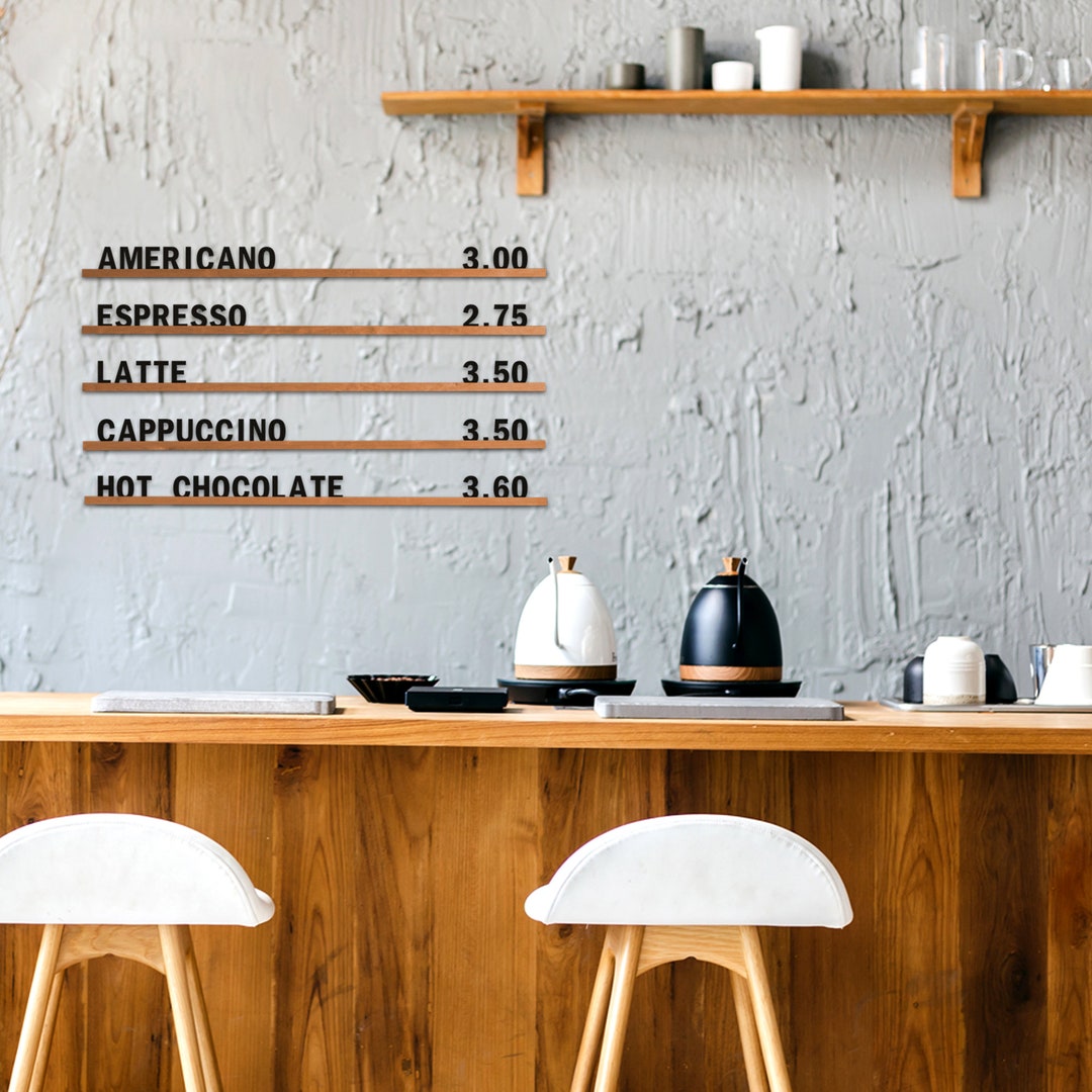 Wall Mounted Menu Rails, Changeable Letters Menu Board, Cafe Wall Menu