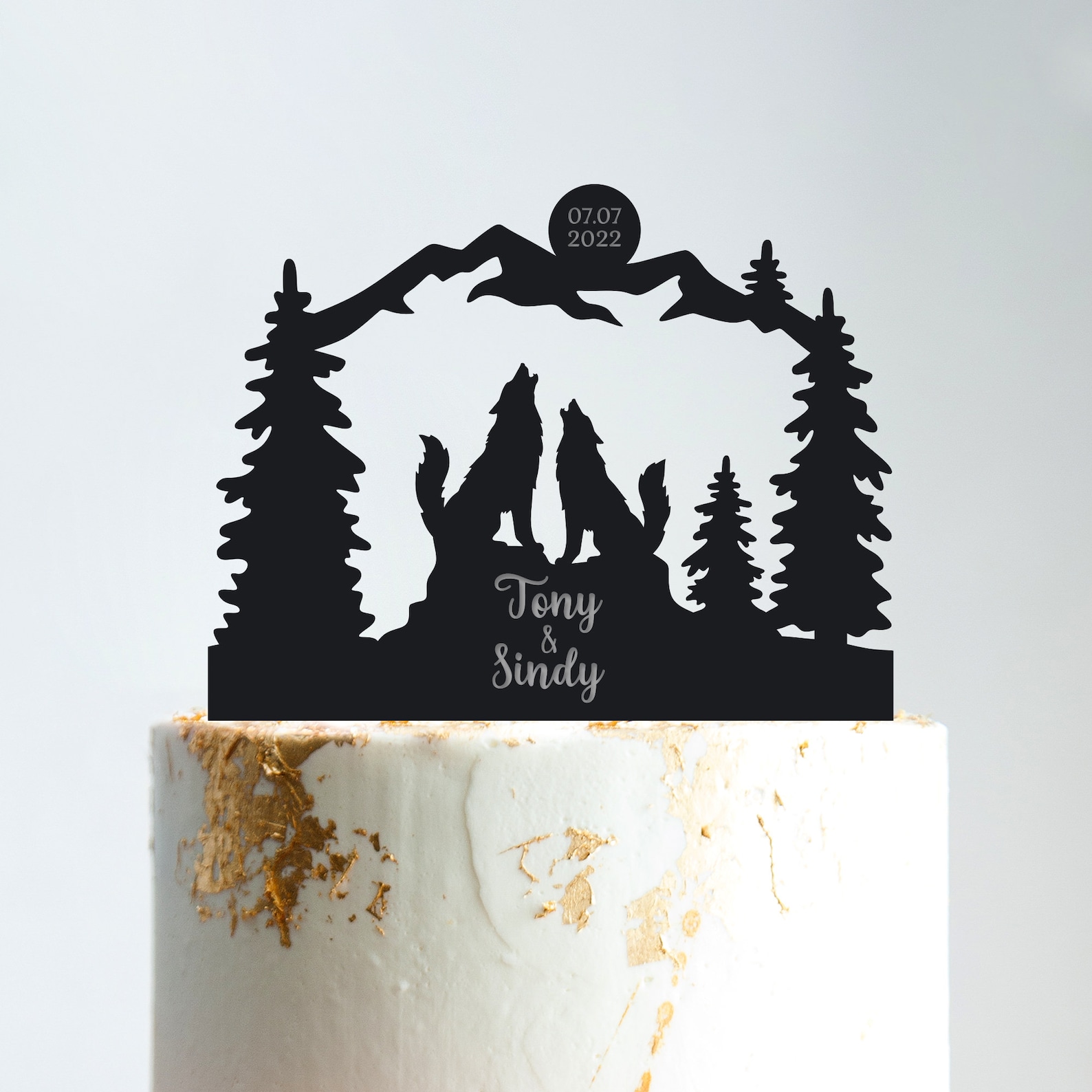 Wolf Wedding Mountain Cake Topperwolf Outdoor Cake Etsy