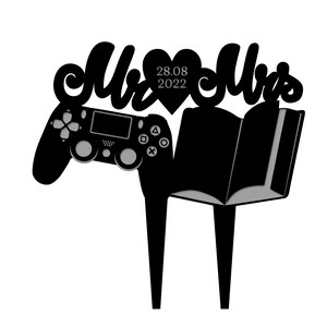 Video game book cake topper,video game cake topper wedding,cake topper game book,book theme wedding cake topper gaming,game cake topper,B52 image 2