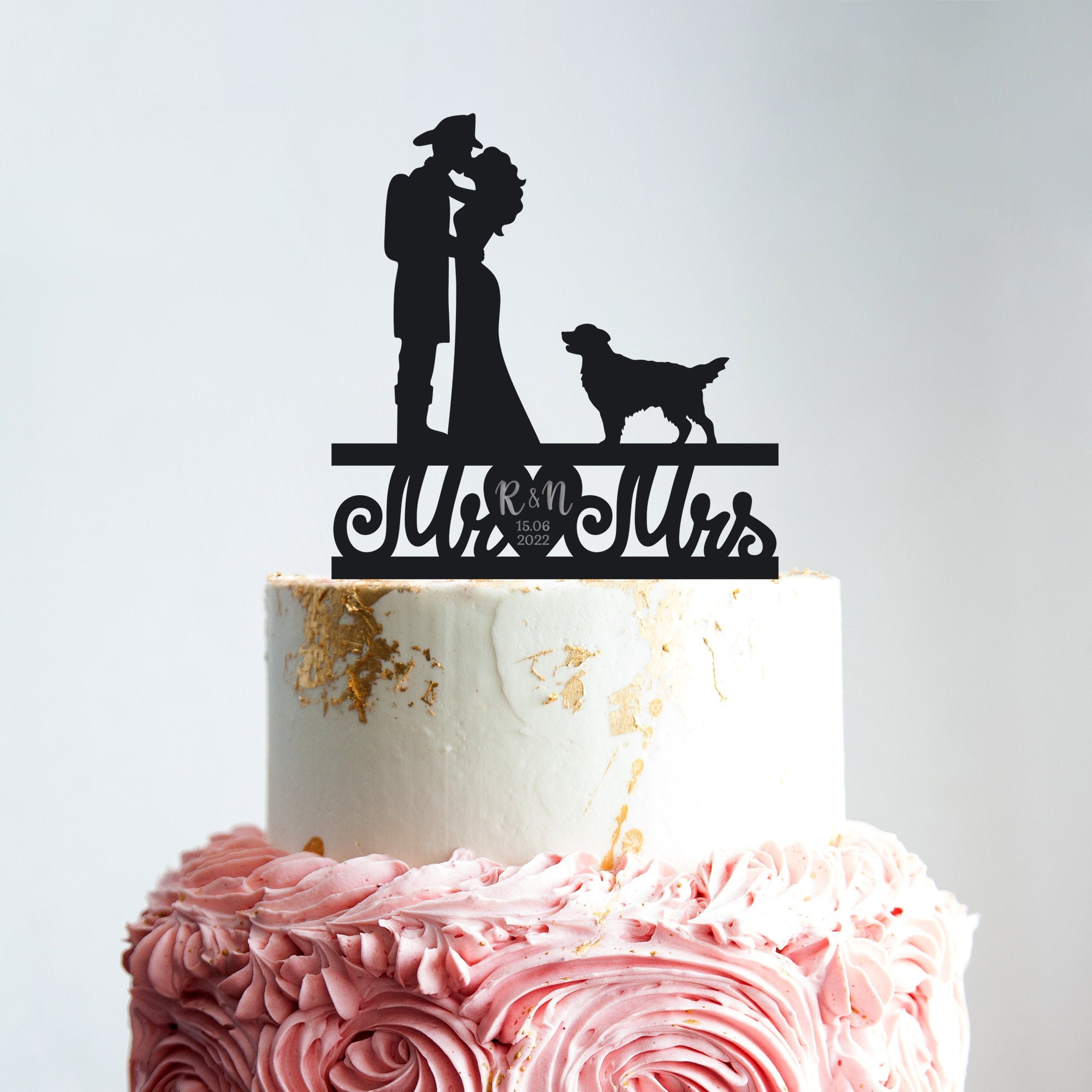 Firefighter wedding cake topper with dogFireman wedding cake Etsy