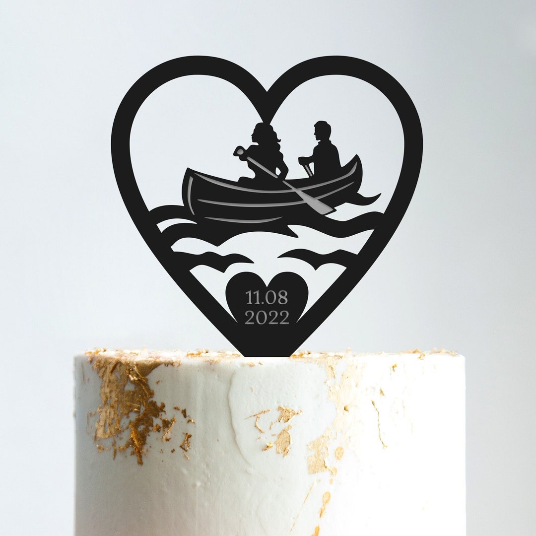 Canoe Wedding Cake Topper Bride and Groom,kayak Wedding Topper,kayaking