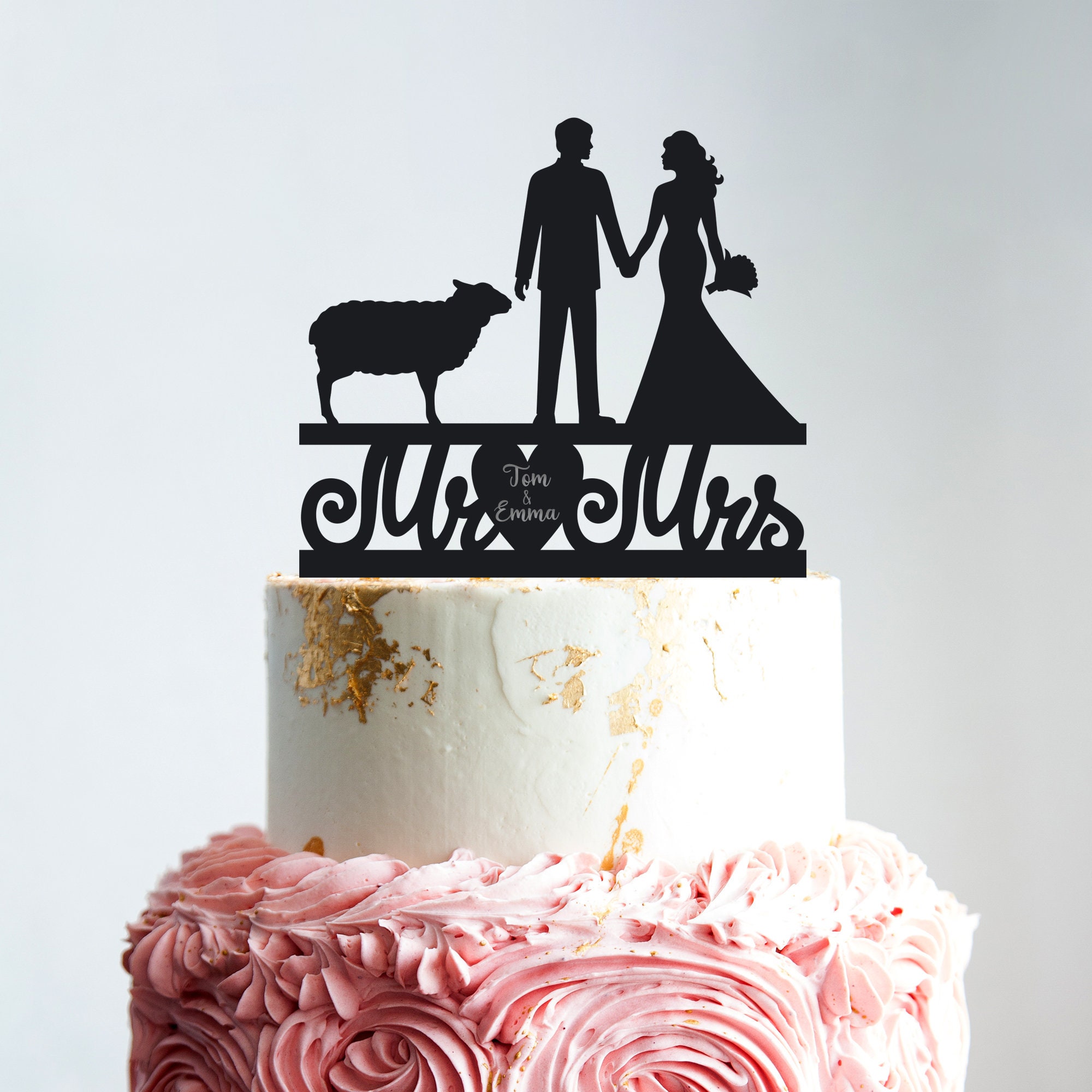 Sheep Cake Topper Weddingbride and Groom Animal Wedding Cake Etsy
