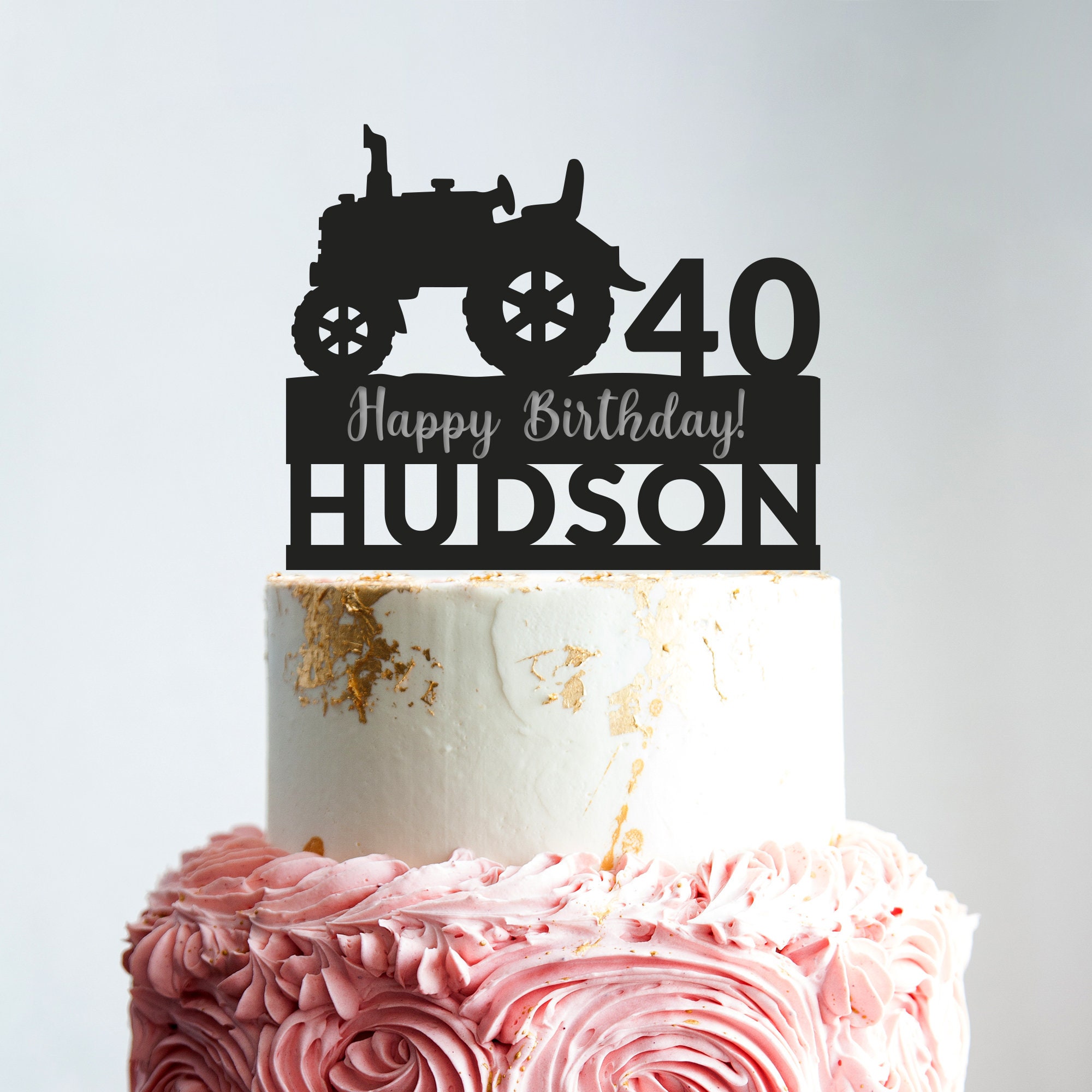Birthday Cake Topper, Farmer Cake Topper, Tractor Cake Topper, 40th Birthday Cake Topper, 60th Birthday Gift, Name Cake Topper, B190