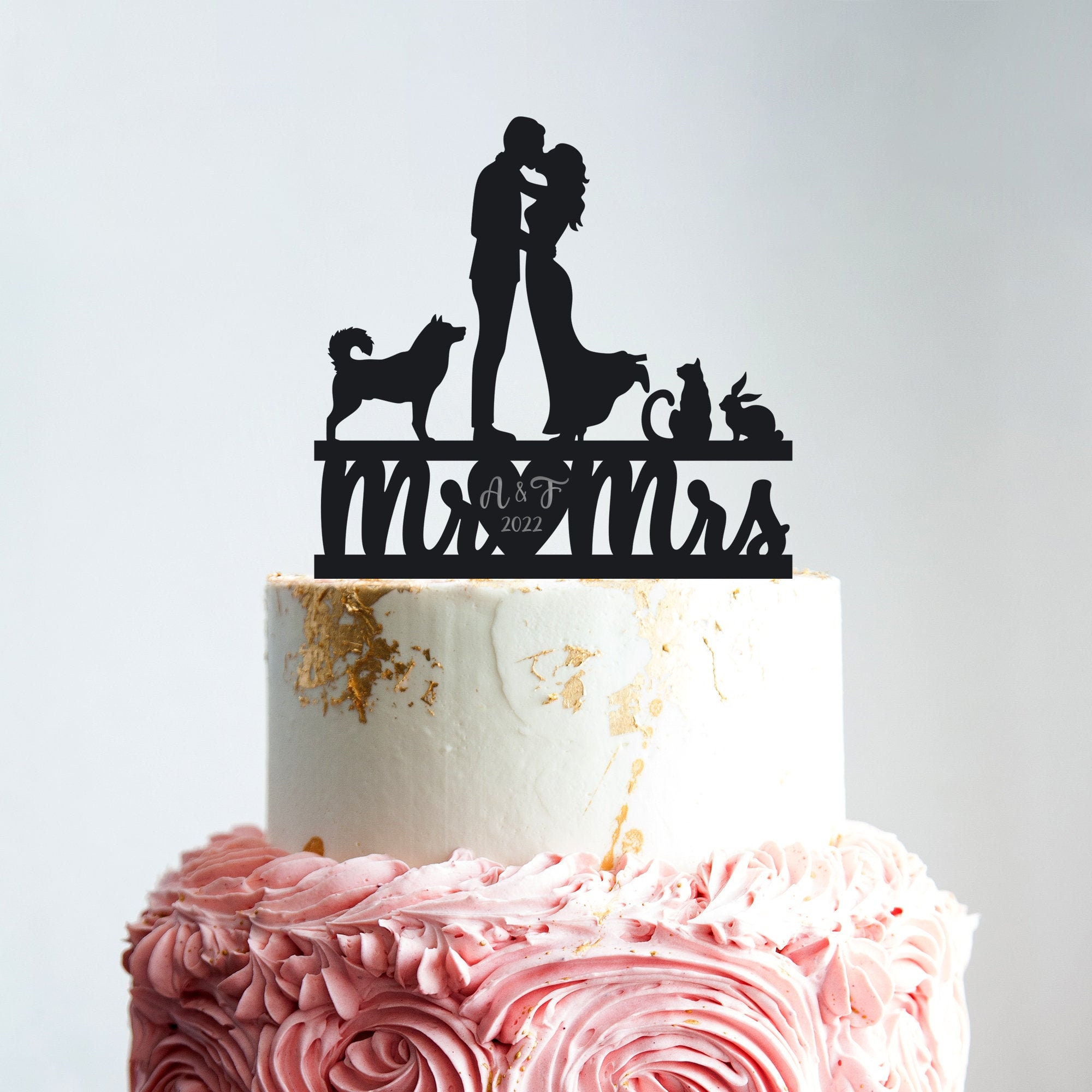 husky wedding cake topper