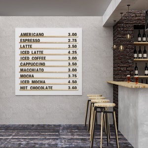 Tablero de letras intercambiables, menú de pared para cafetería, tablero de menú con letras, rieles de madera para bar, rieles de menú montados en la pared con letras intercambiables, 5H5