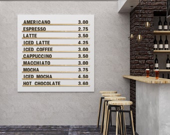 Changeable Letter Board, Cafe Wall Menu, Menu Board with letters, Wooden Rails for Bar, Wall Mounted Menu Rails with Changeable Letters,5H5
