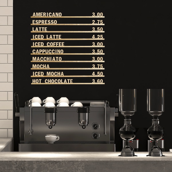 Wall Mounted Menu Rails with Changeable Letters,Cafe Wall Menu,Menu board with Interchangeable Letters Wooden Rails for Bar,Coffee shop,5H1