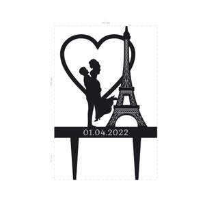 Eiffel tower cake topper,Paris eiffel tower wedding couple cake topper travel,paris theme wedding cake topper,frenchie wedding topper,b100 zdjęcie 2