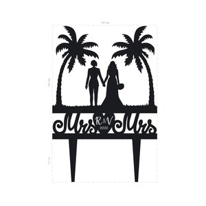 Beach Lesbian Cake Topper,beach Lesbian Couple Cake Topper for Wedding