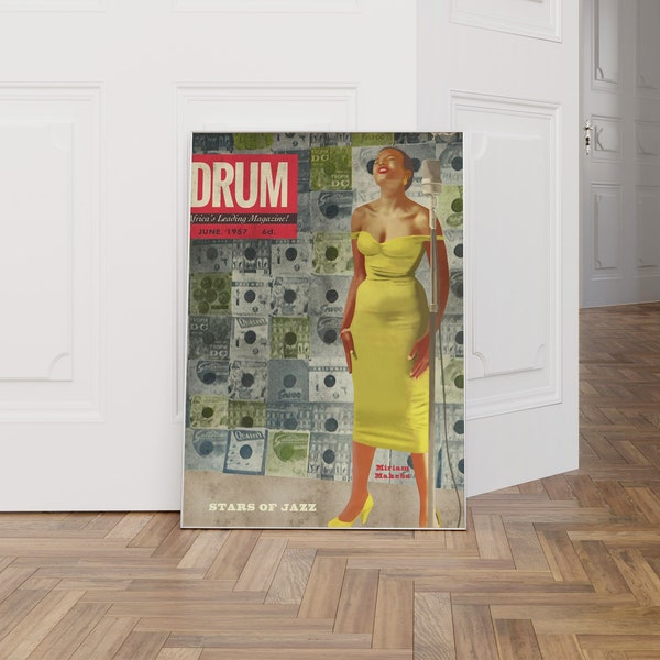 Affiche DRUM Magazine Miriam Makeba "Stars of Jazz"  | Style vintage  | 30 x 40 cm | sans cadre