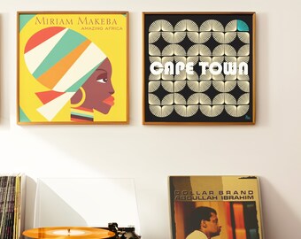 Cape Town Jazz poster  | Vinyl record style | Cape Town gift | 30x30 cm/11.8x11.8" & 70x70 cm/27 1/2x27 1/2 "