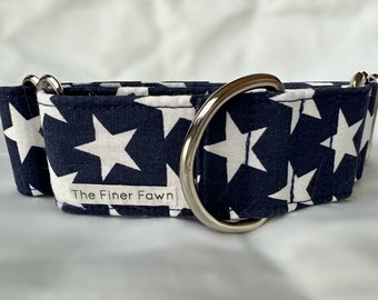 Star Collar | American Flag Collar | Adjustable Dog Collar | Handmade Fabric Dog Collar | Buckle | Martingale