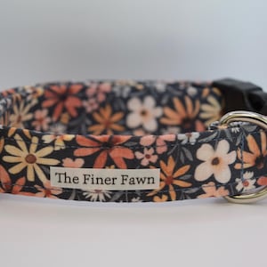 Navy Floral Collar | Adjustable Dog Collar | Handmade Fabric Dog Collar | Buckle | Martingale