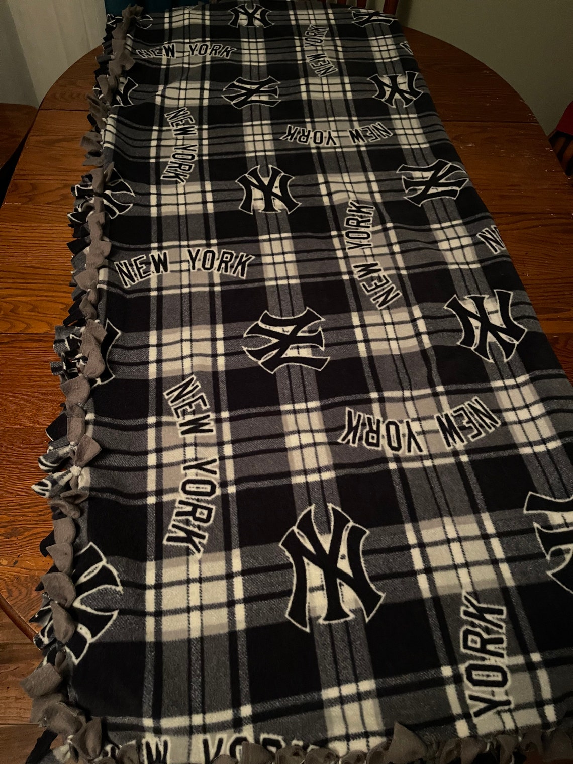 NY Yankees XL HandTied Fleece Throw Blanket Etsy