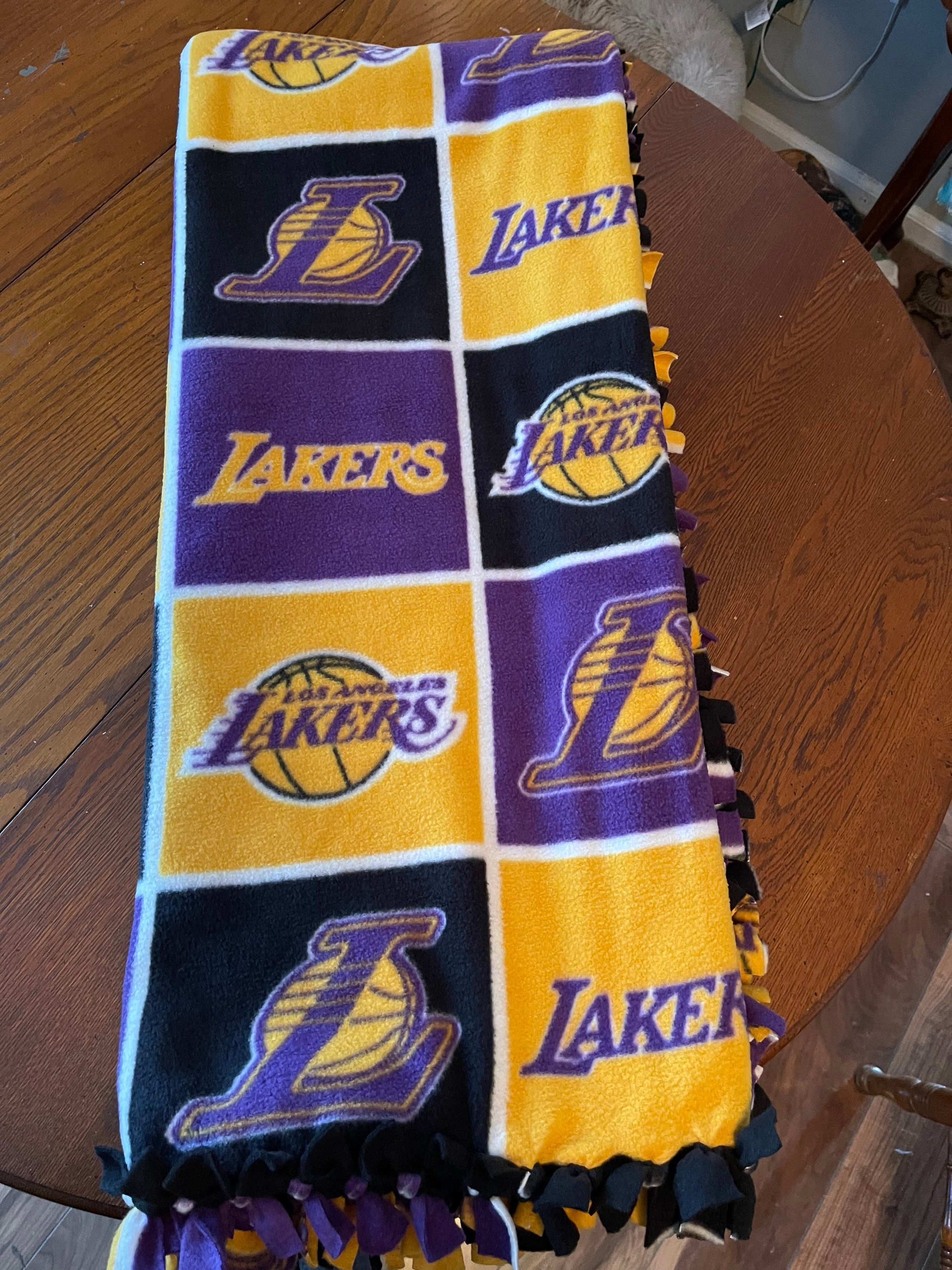 LA Lakers XL HandTied Fleece Throw Blanket Etsy