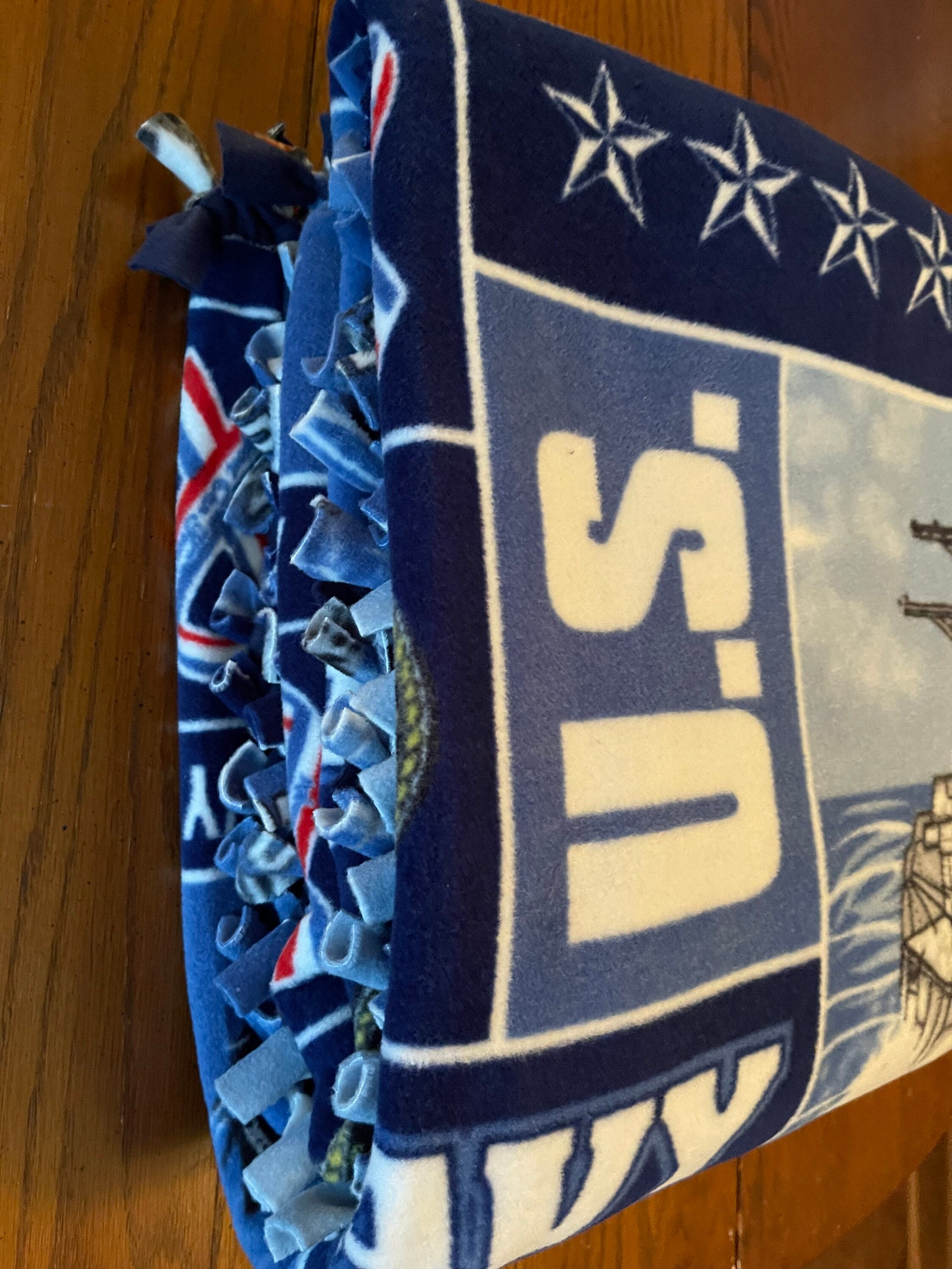 US Navy XL Handtied Fleece Throw Blanket Etsy