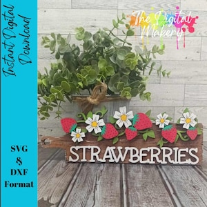 Planche à découper fraise SVG | Fichier fraise | Fichier décoratif DIY aux fraises | Enseigne Farmhouse Strawberry