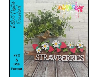 Strawberry Cutting Board SVG | Strawberry Sign File | DIY Strawberry Decor File | Farmhouse Strawberry Sign