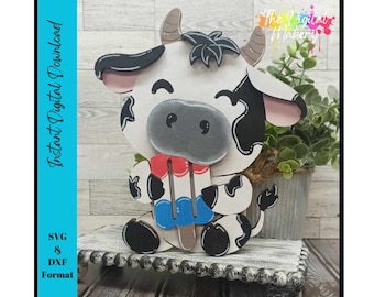 Cute Summer Cow SVG | Cow With a Popsicle File | 4th of July File | Farmhouse Animal SVG
