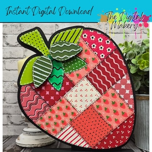 Patchwork Erdbeere SVG | Gequiltete Beeren Laser Cut Datei | TheDigitalMakery | Digitaler Download