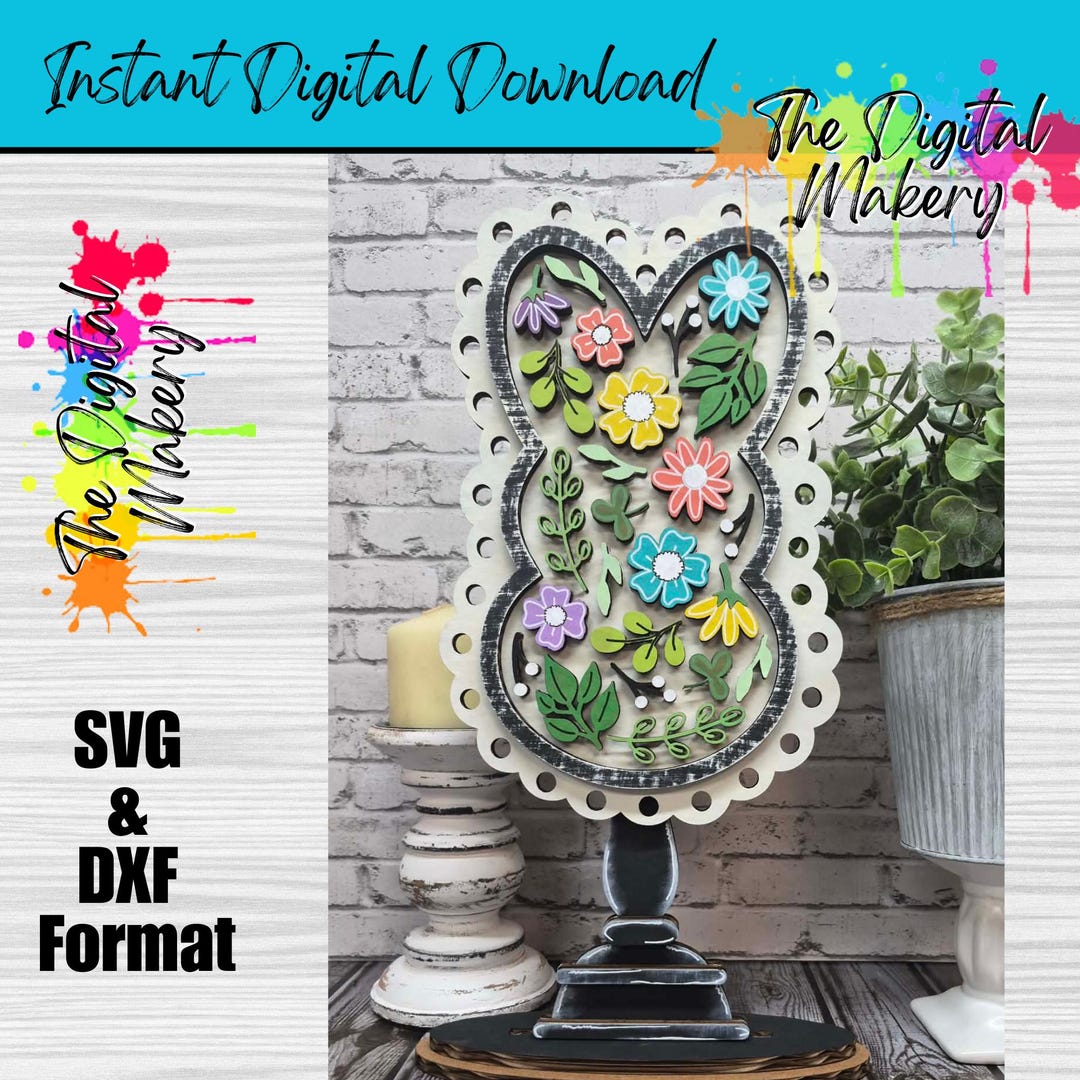 Easter Bunny Sign SVG | Floral Bunny File | Farmhouse Spring Sign File ...