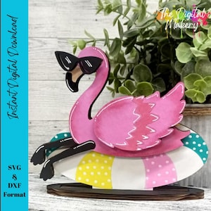 Flamingo on a Floaty SVG | Flamingo Decor File | Summer Flamingo Sign SVG