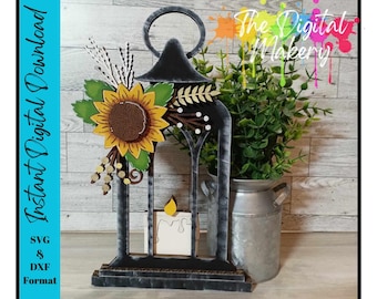 Decorative Lantern Laser Cut File | Sunflower Lantern SVG | Peppermint Lantern File | Digital Download